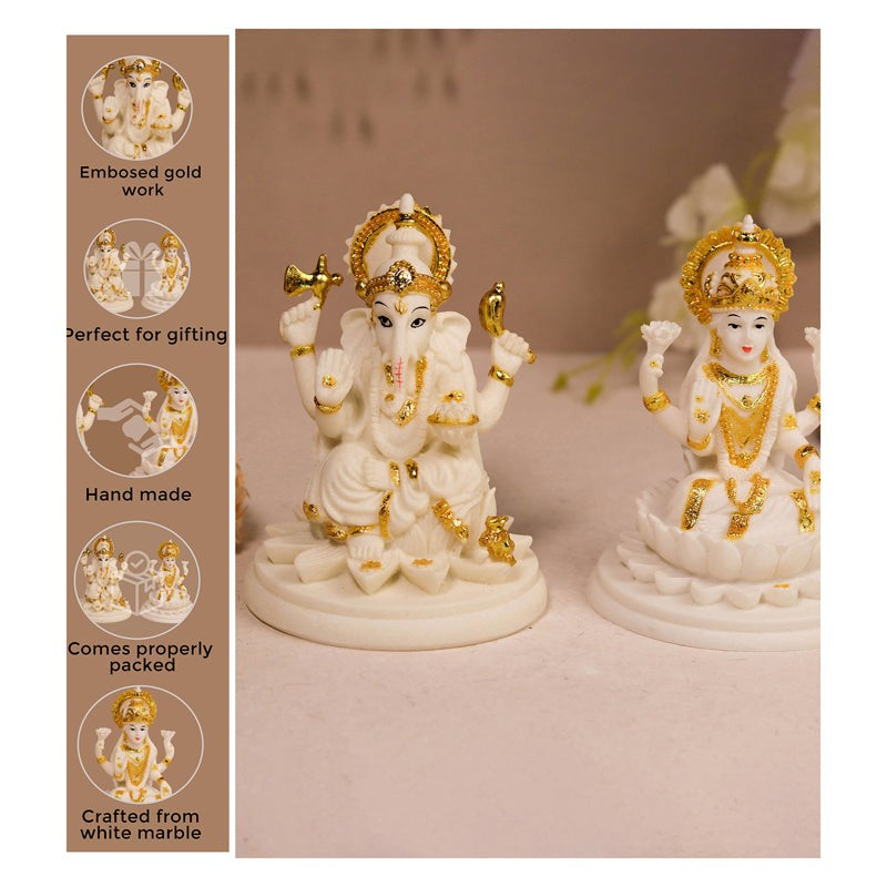 Shri Lakshmi & Lord Ganesha Showpiece - Set Of Two media 5