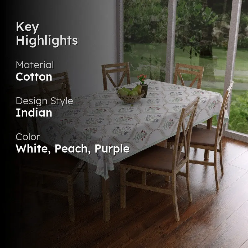 SignatureWhite Cotton Table Cover - Peach,Purple media 2