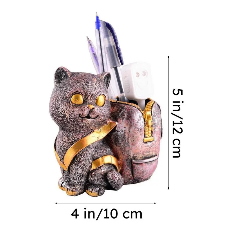 Meow & Mark Painted Polyresin Pen Stand - Copper media 7