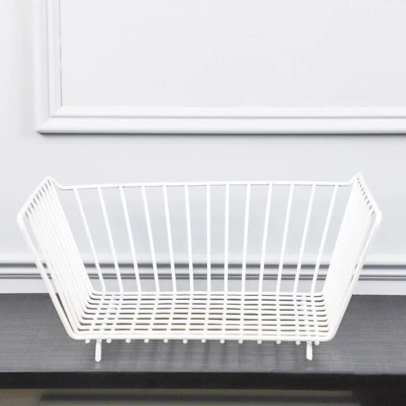 Metal Organiser Iron Storage Basket - White media 3