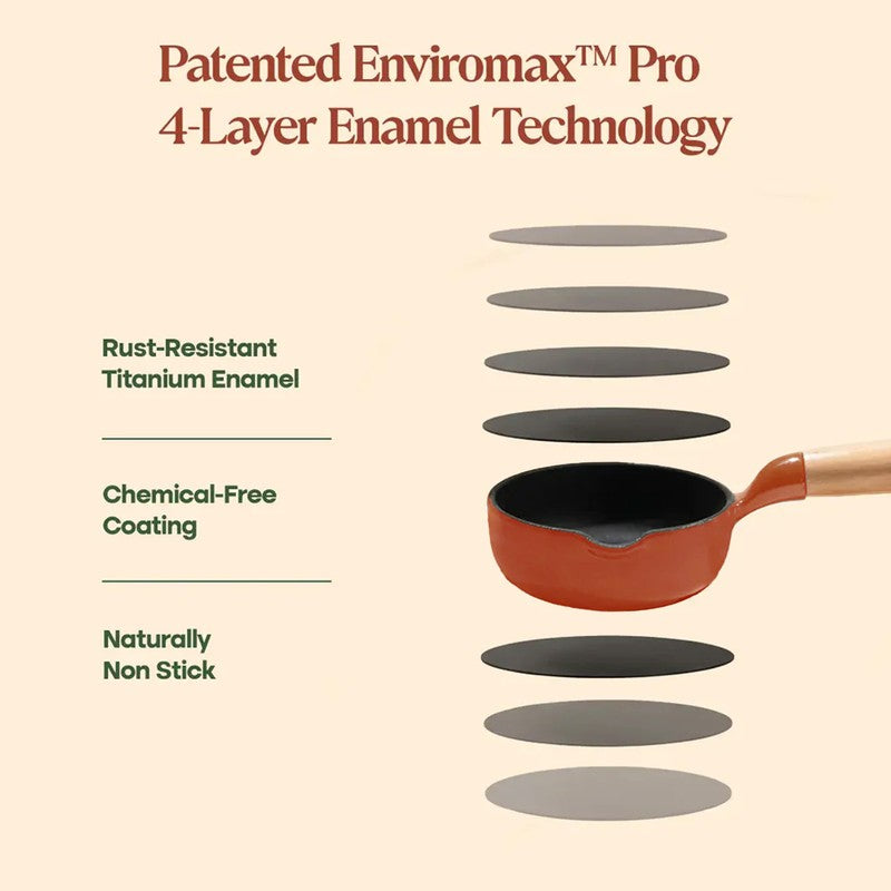 Cumin Co Enamel Cast Iron Tadka Pan (250 mL) - Rust media 9