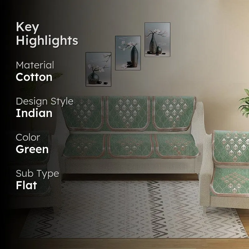 Nidha Sofa Cover (Green) - Set of Six media 2