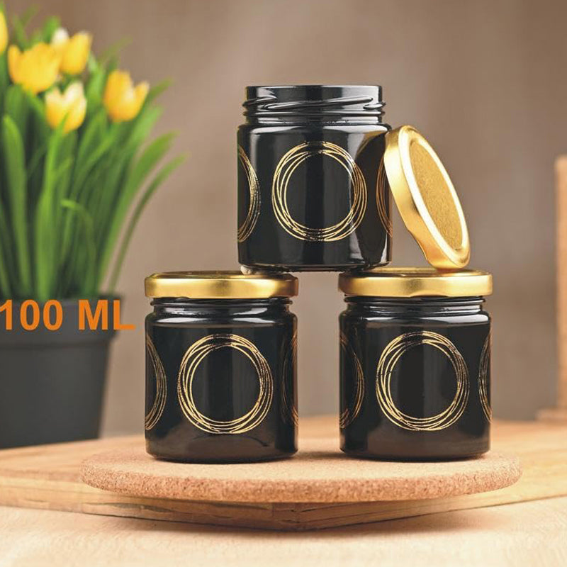 Seal Noir Airtight Glass Jar (Black/100 mL) - Set Of Three media 6
