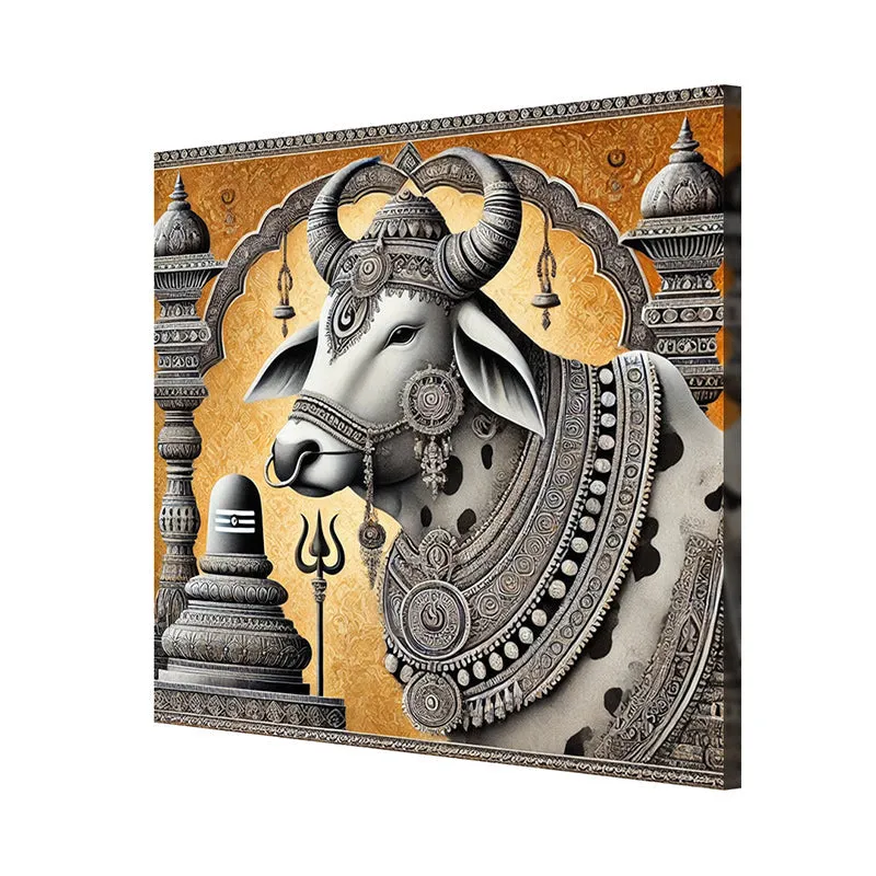 Sacred Bull Of Shiva Poly Canvas Wall Painting media 5