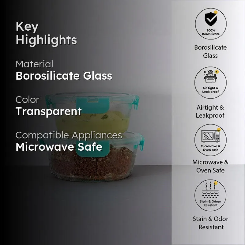 Crusade Round Glass Container (635 & 930 ML) - Set Of Two media 2