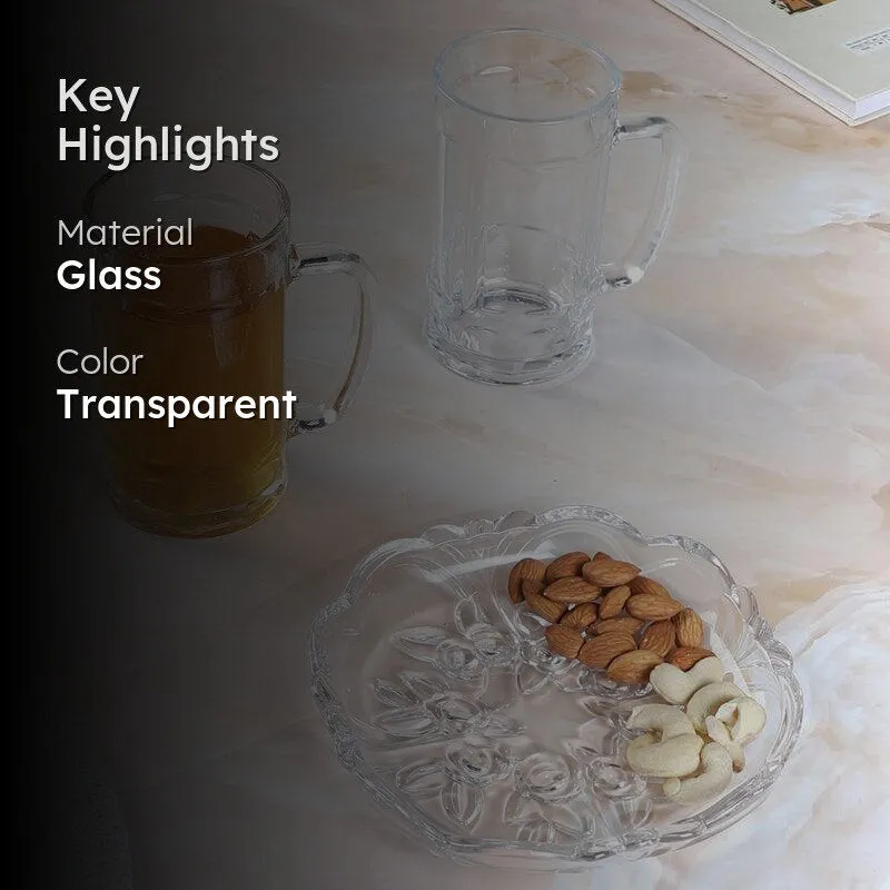 Liva (400 ML) Beer Glass & Snack Plate Combo - Three Piece Set media 2