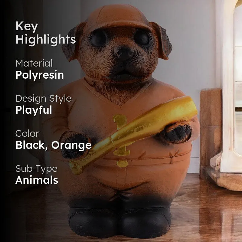 Slugger Pup Painted Polyresin Showpiece - Brown media 2