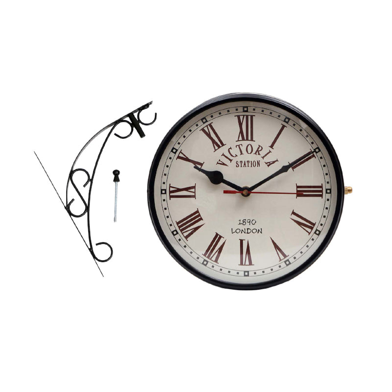 Dolva Double Sided Roman Numeral Station Clock - Black & White media 4