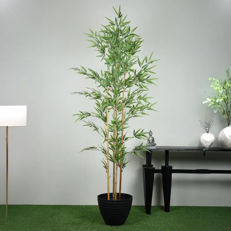 Artificial Bamboo Plant With Black Fiber Pot - 6.6 Feet media 4
