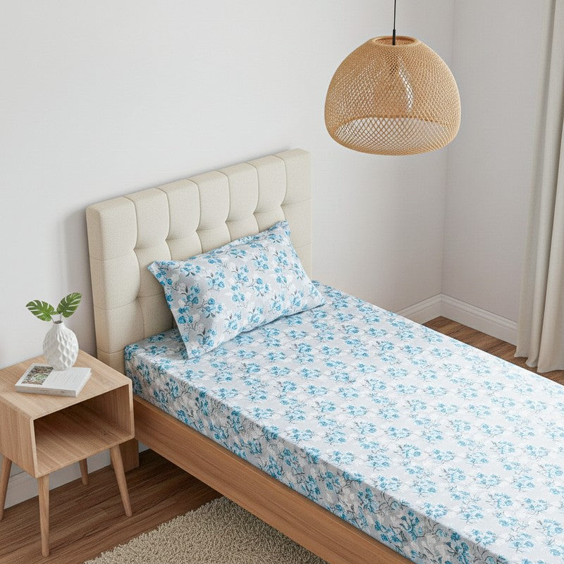 Gemonisis Printed Cotton Bedsheet (Blue) - 200 TC media 3