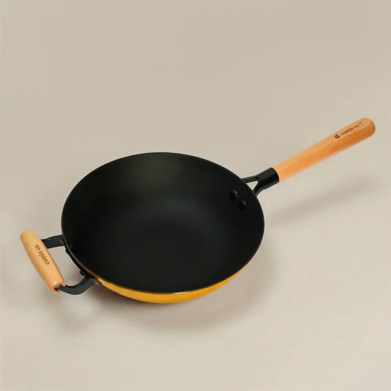 Cumin Co Enamel Cast Iron Wok (1500 mL) - Mustard media 4
