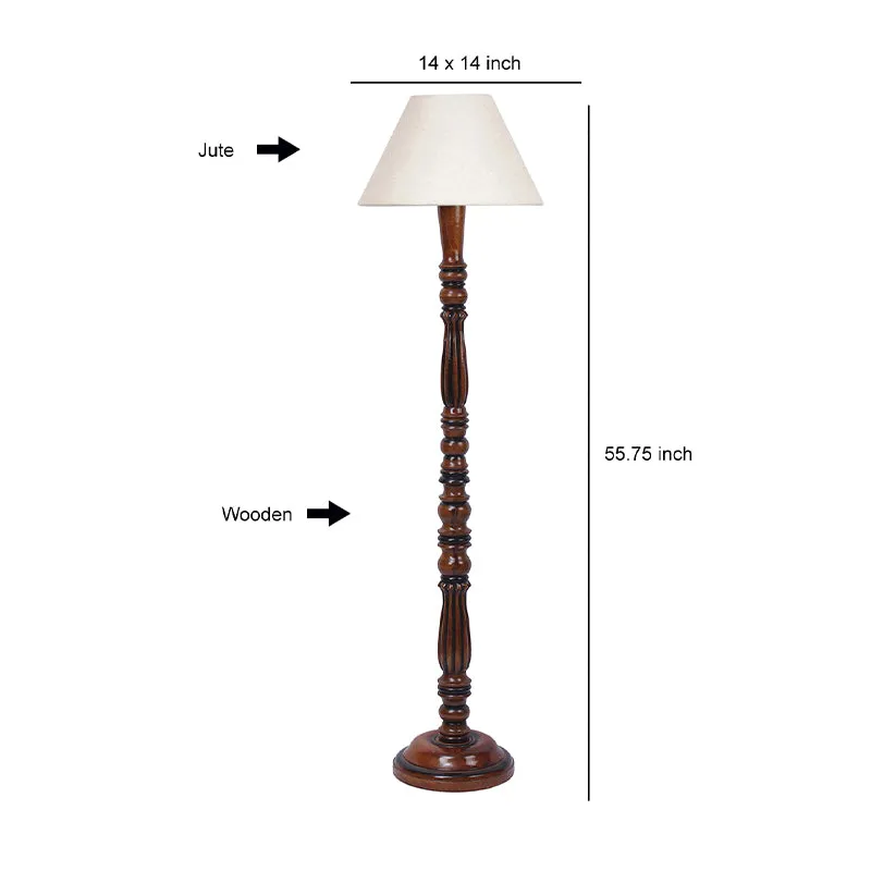 Masiya Vintage Wooden Floor Lamp With Jute Shade - White media 5