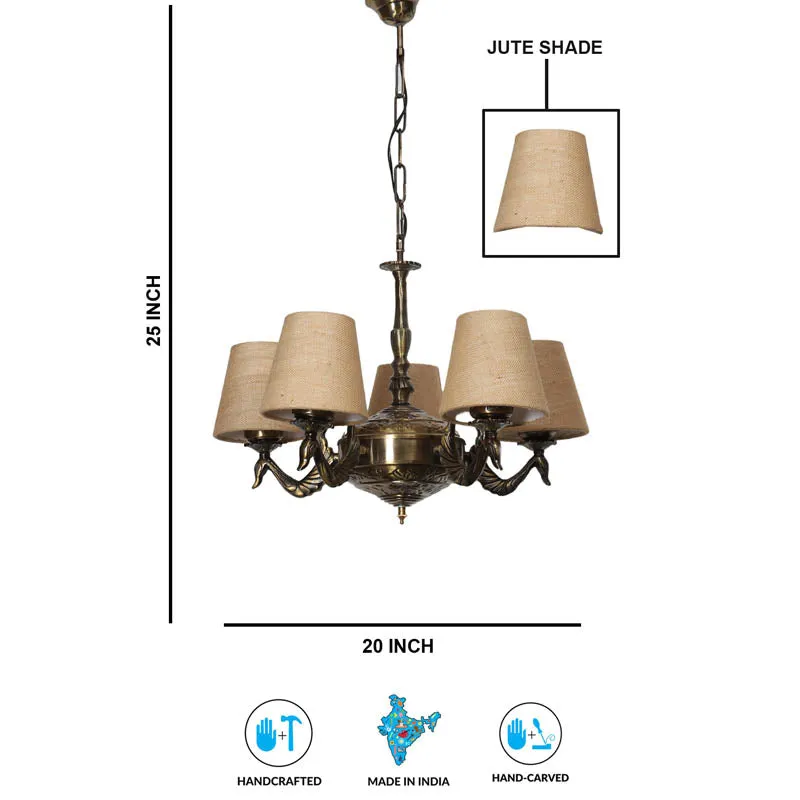 Khaki Conical Golden Antique Ceiling Lamp media 6
