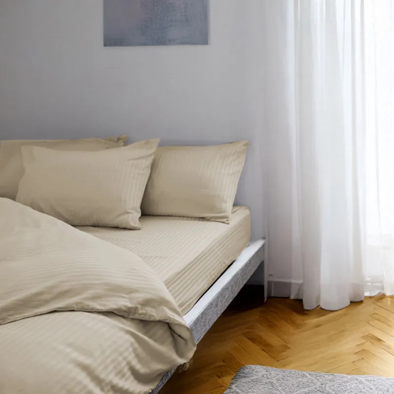 Stripe Charm Cotton Duvet Cover - Beige media 1