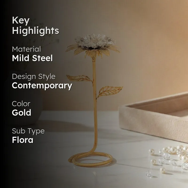 Golden Daisy Elegance 24K Gold Plated Mild Steel Showpiece media 2