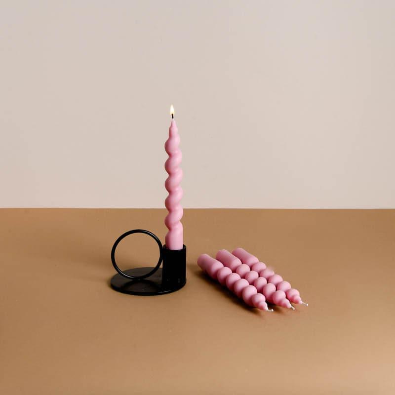Set of 4 Spiral Jasmine Fragrance Soy Wax Taper Scented Candles - Pink image 3