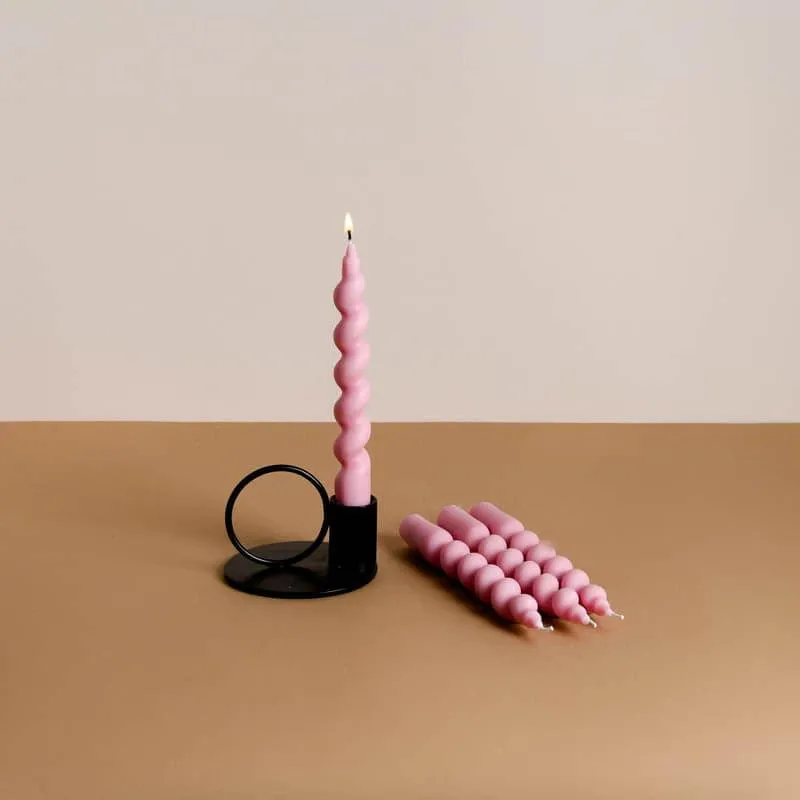 Set of 4 Spiral Jasmine Fragrance Soy Wax Taper Scented Candles - Pink media 3
