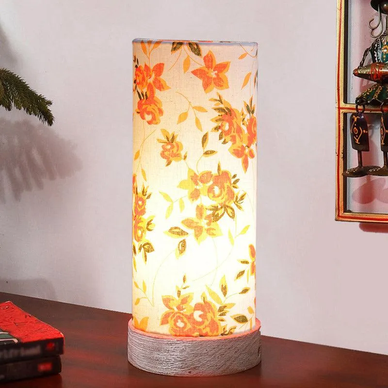 Ibis Ocra Tower Wooden Table Lamp - Orange,White media 1
