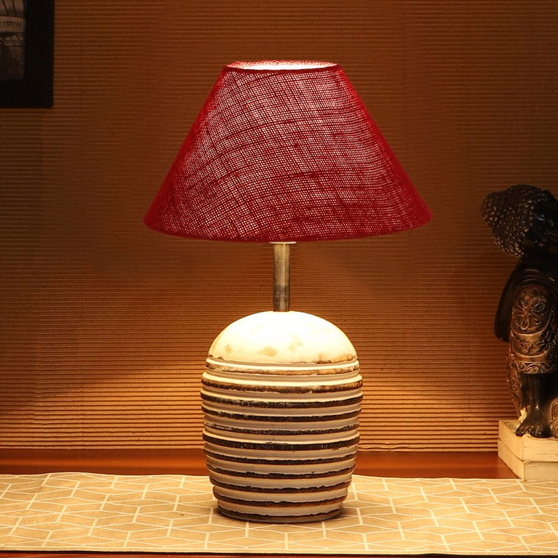 Lumexa Cotton Table Lamp With Wooden Base - Red