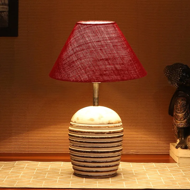 Lumexa Cotton Table Lamp With Wooden Base - Red media 1