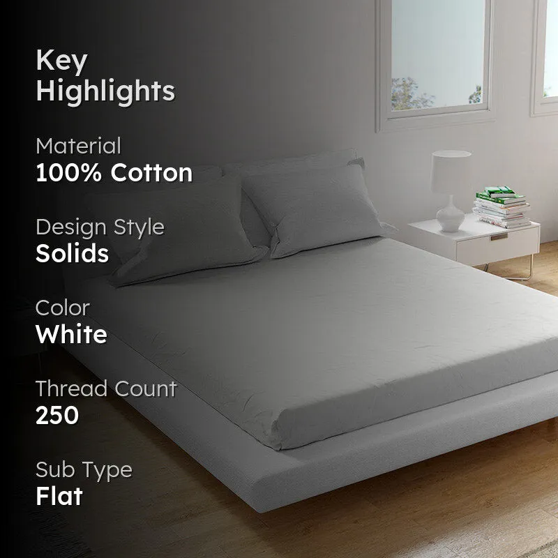 Solid Bliss Sateen Solid Cotton Bedsheet (Lace White) - 250 TC media 2