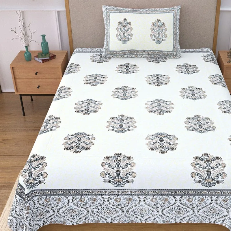 Softella Ethnic Cotton Bedsheet (Brown) - 240 TC media 4