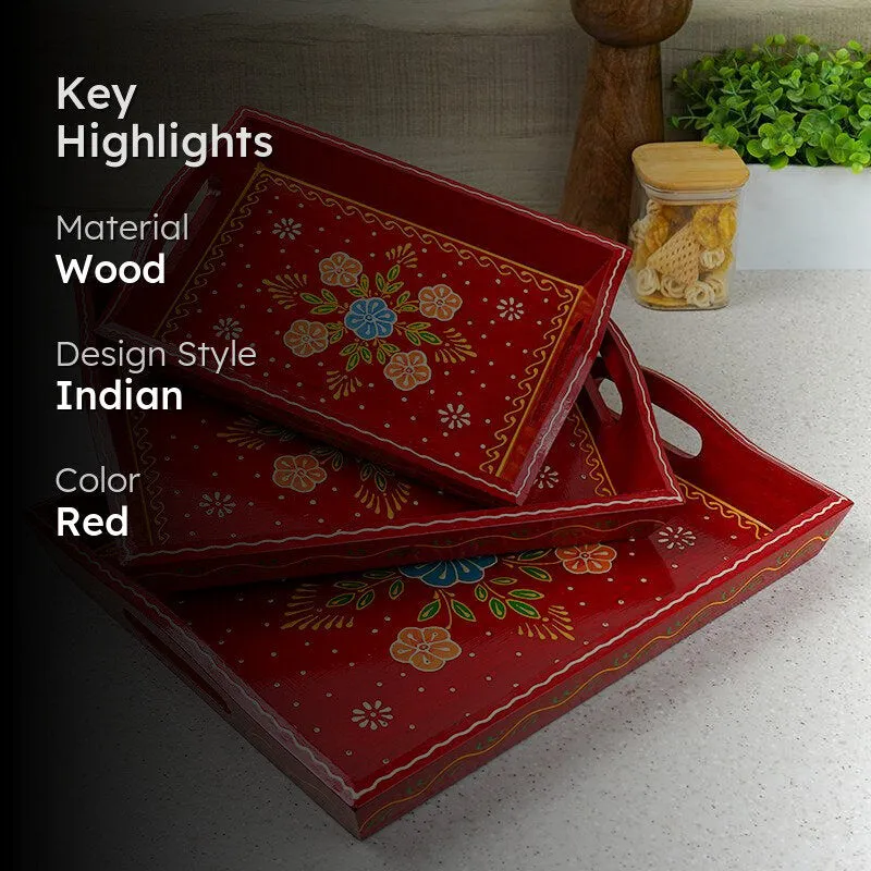 Binayi Ethnic Serving Tray - Set Of Three media 2