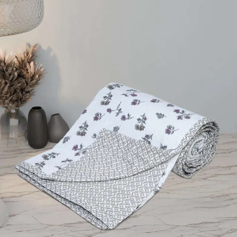 Floral Mist Printed Cotton Dohar (Pink,White) - 120 GSM media 9