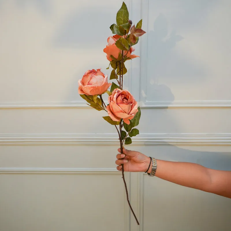 Faux Autumn Peony Flower Stick (Peach) - 36 CM media 1