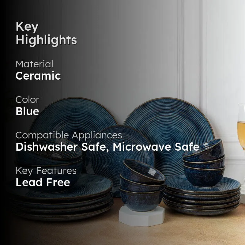 Meghneel Handmade Dinner Set (Blue) - 20 Piece Set media 2