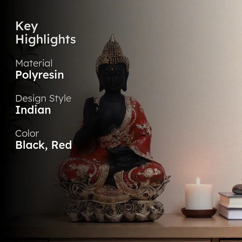 Solace Buddha Polyresin Idol (12 inches) - Red media 2