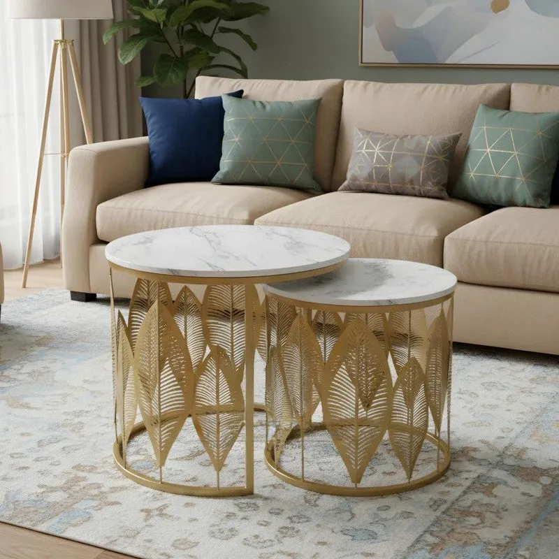 Kairo Curve Accent Table (Brown & White) - Set Of Two media 5