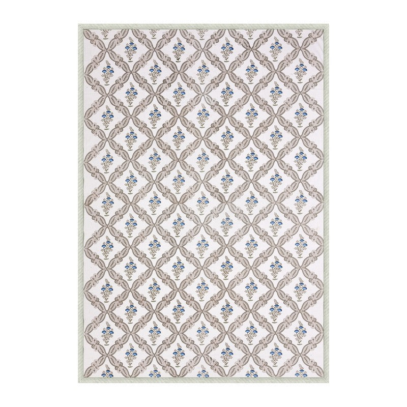 Nawabi Vibe Cotton Bedsheet (Taupe, Blue) - 180 TC media 4