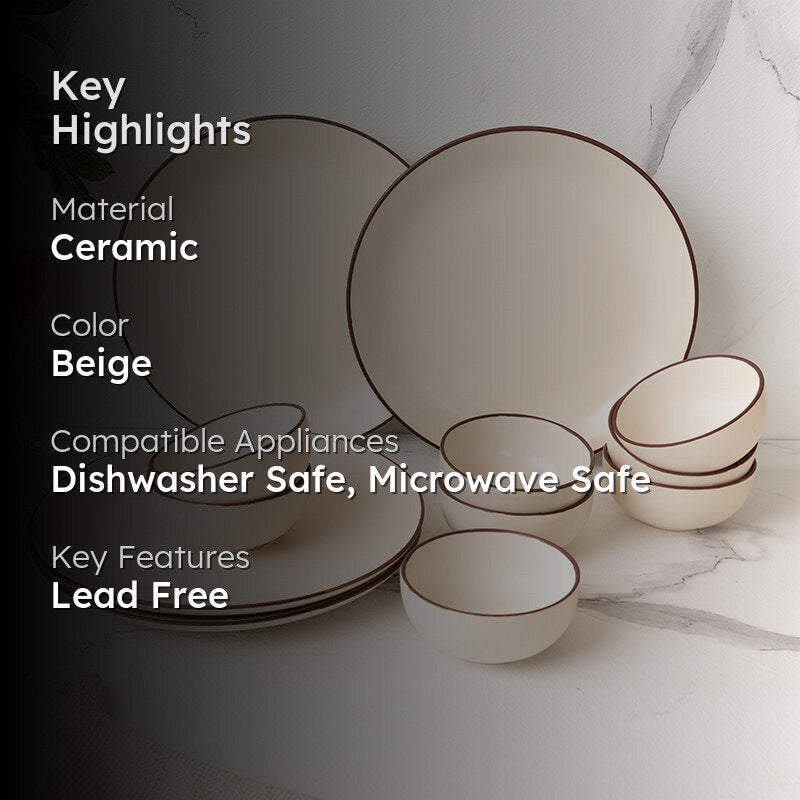 Riddo Dinner Set (Off White) - 12 Piece Set media 2