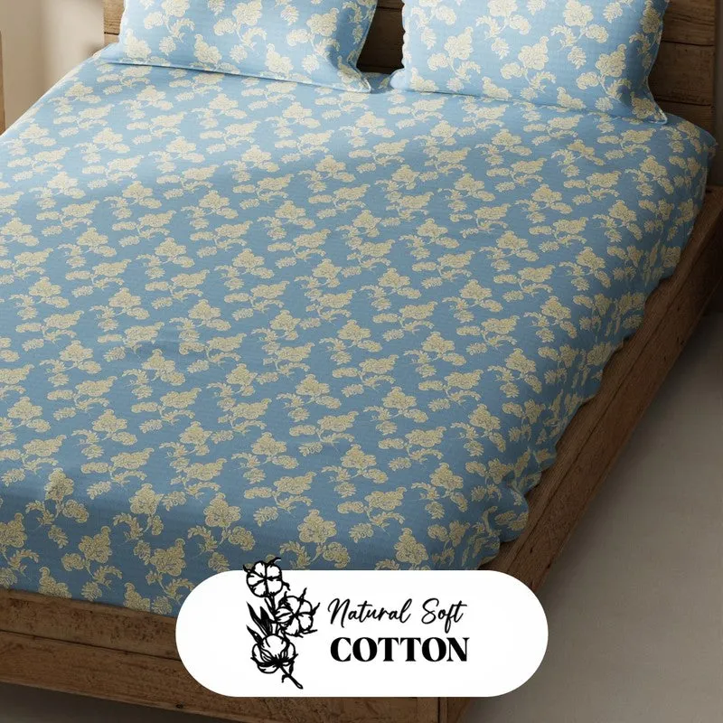 Lorven Fitted Bedsheet (Sea Blue) - 115 GSM media 5