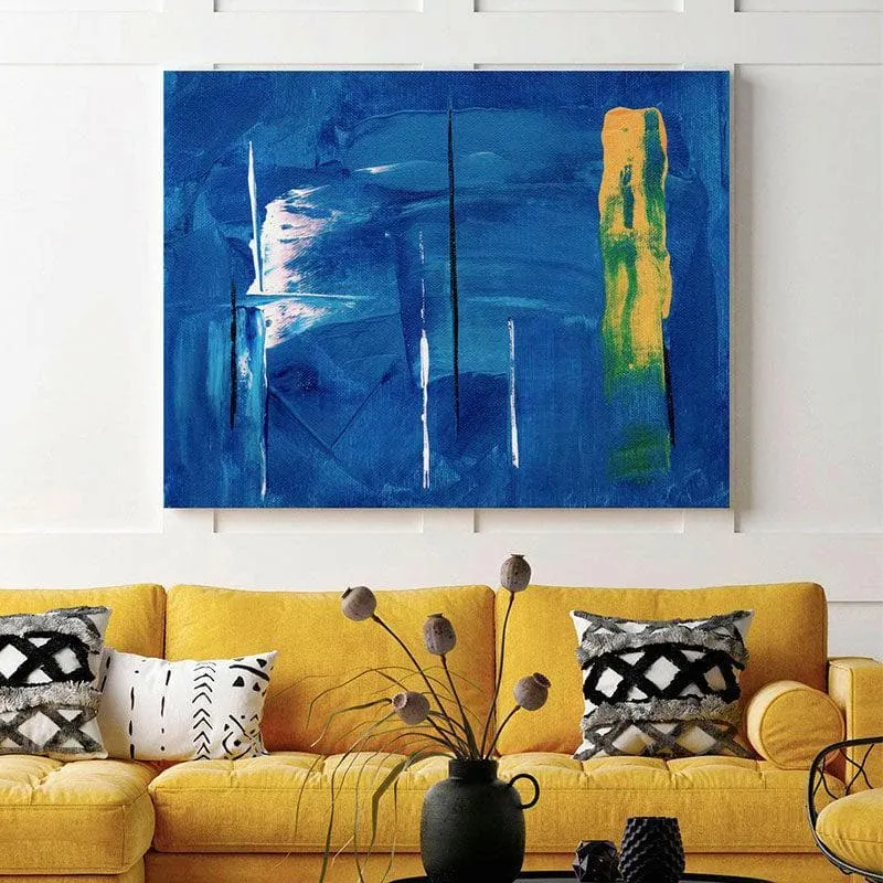 Abstract Blue Canvas Wall Painting - Gallery Wrap media 3