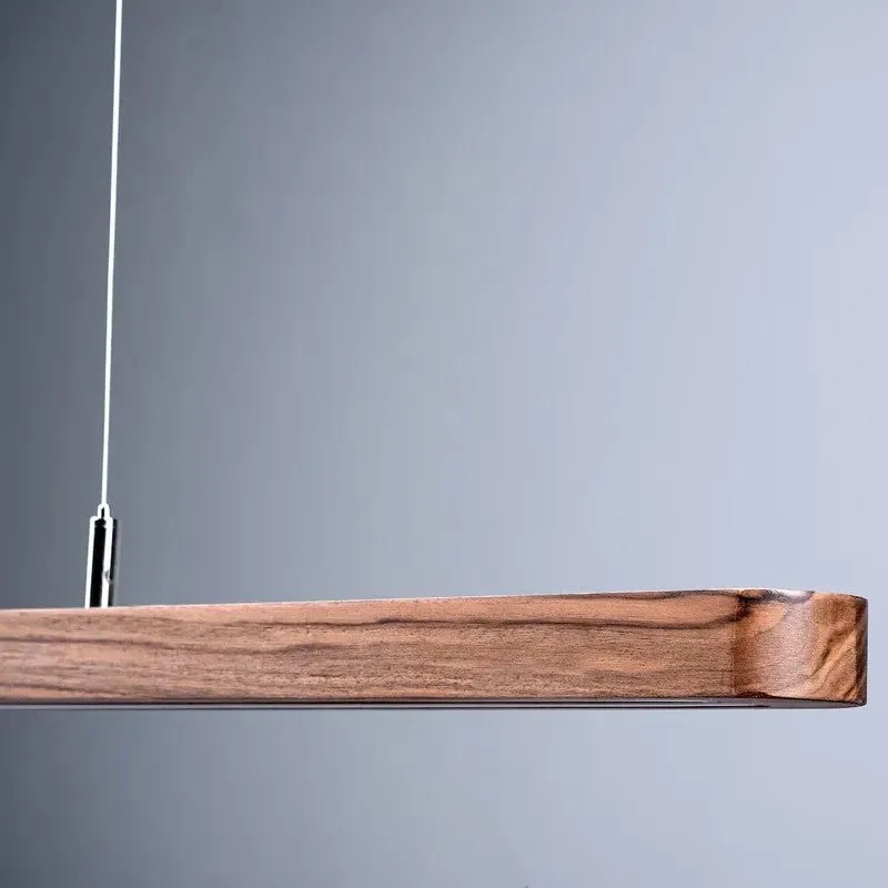 Linear Teak Wood led Pendant Lamp media 7