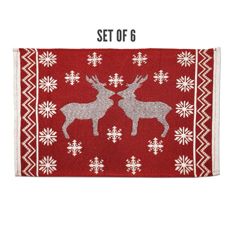 Crimson Stag Jacquard Woven Placemat - Set Of Six media 6