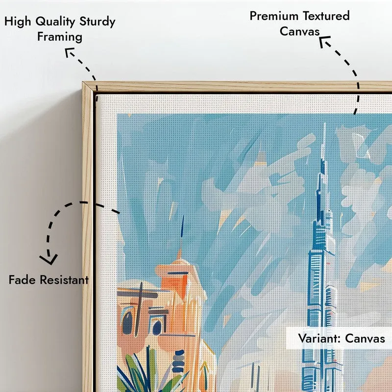 Vintage Dubai Framed Canvas Archival Canvas Wall Painting - Natural Brown Frame media 6