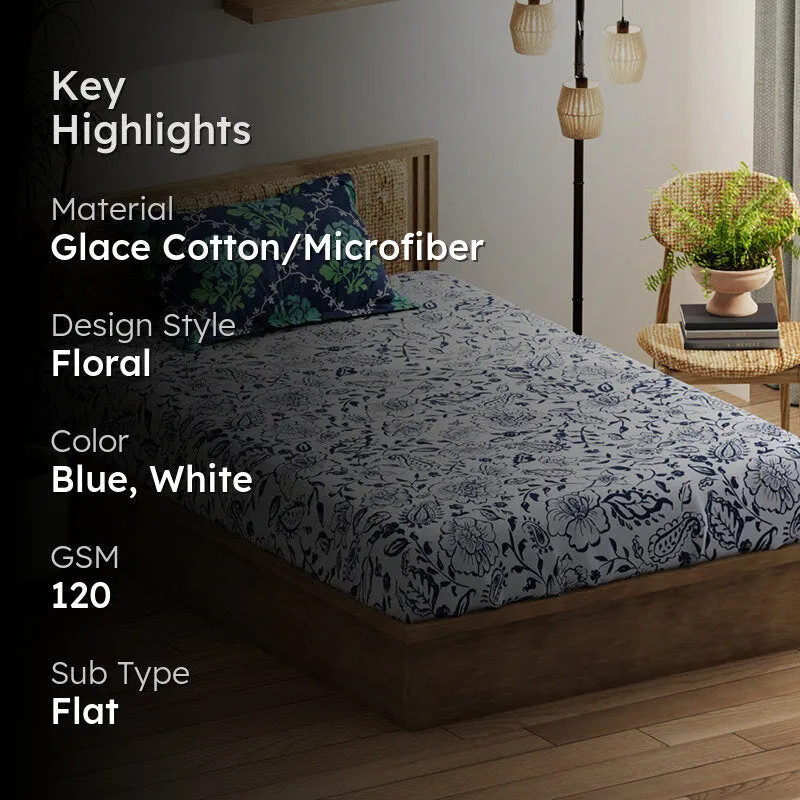 Fiddler Flow Floral Microfiber Bedsheet - 120 GSM media 2