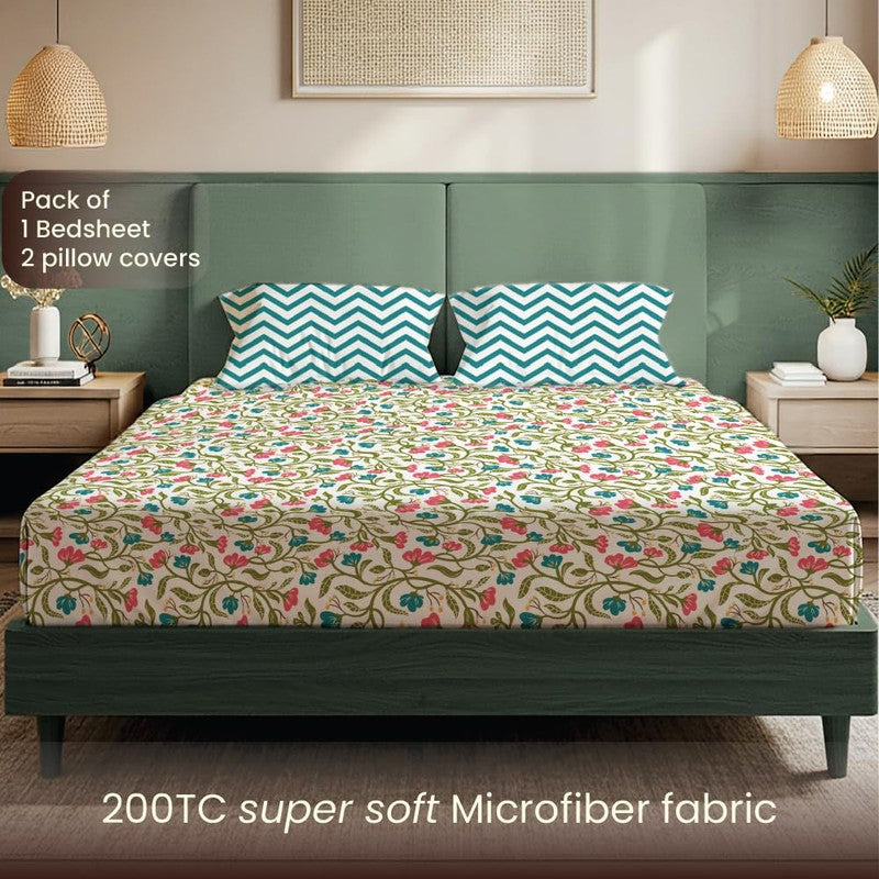 Color Splash Bloom Floral Cotton Bedsheets (Multicolor) - 200 TC media 4