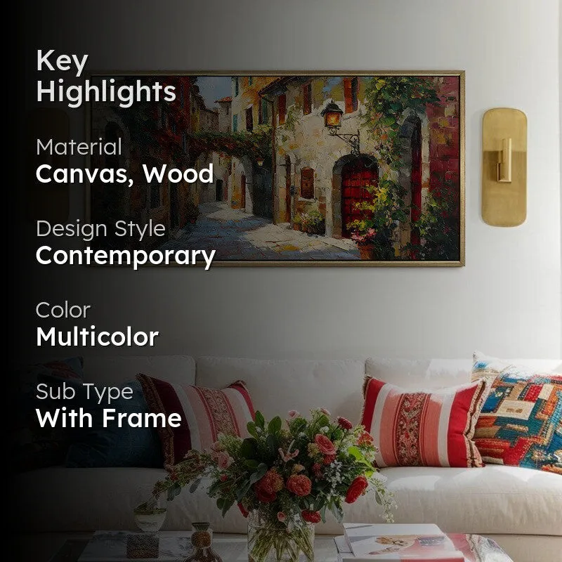 Brick Facade Canvas Wall Painting With Frame media 2