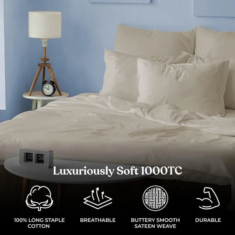 Zuma Solid Cotton Bedsheet (Beige) - 1000 TC media 7