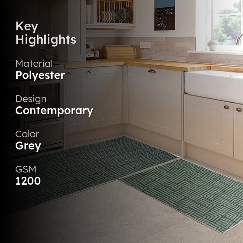 KitchGeometry Kitchen Floor Mats (Grey) - Set of Two media 2