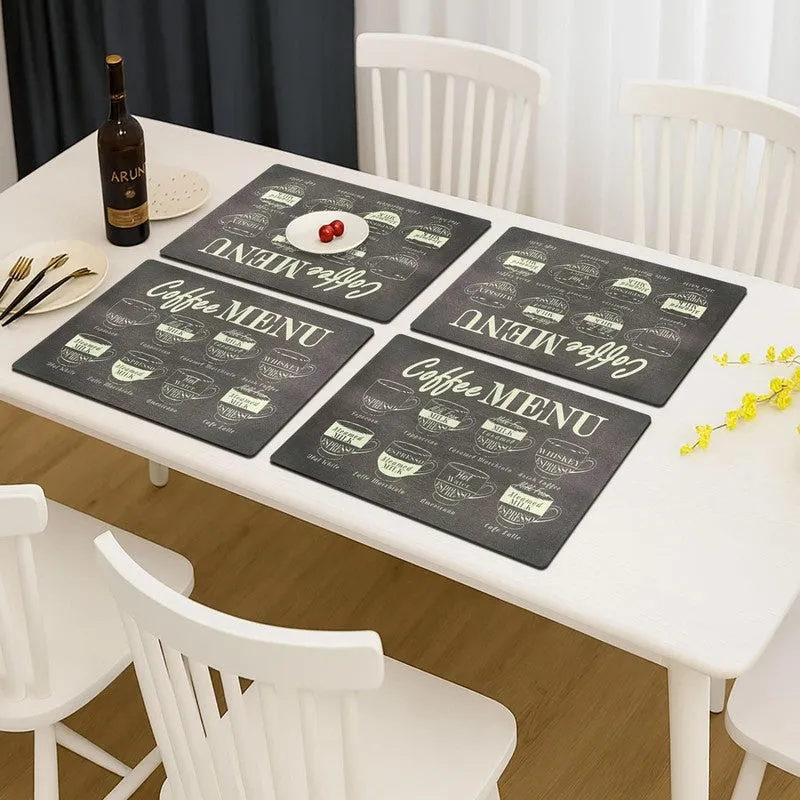 Coffee Menu Grey Rectangle Rubber Table Mats - Set Of Four media 1