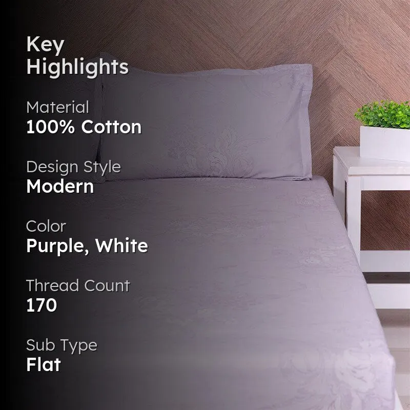 Aaavar Printed Reversible Cotton Bedsheet (Purple,White) - 170 TC media 2
