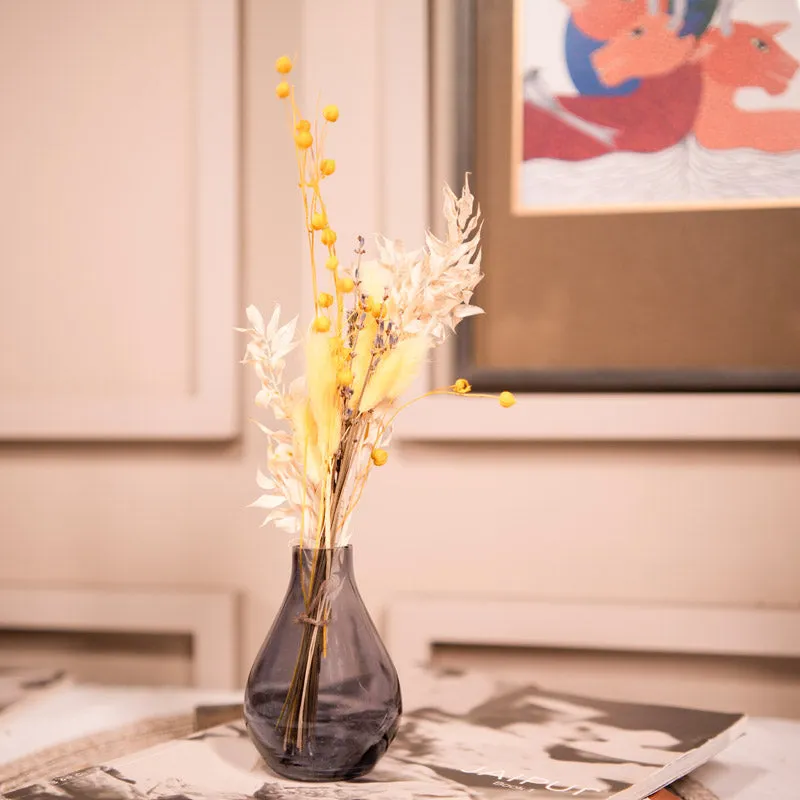 Elegant Black Glass Vase with Dried Flowers media 1