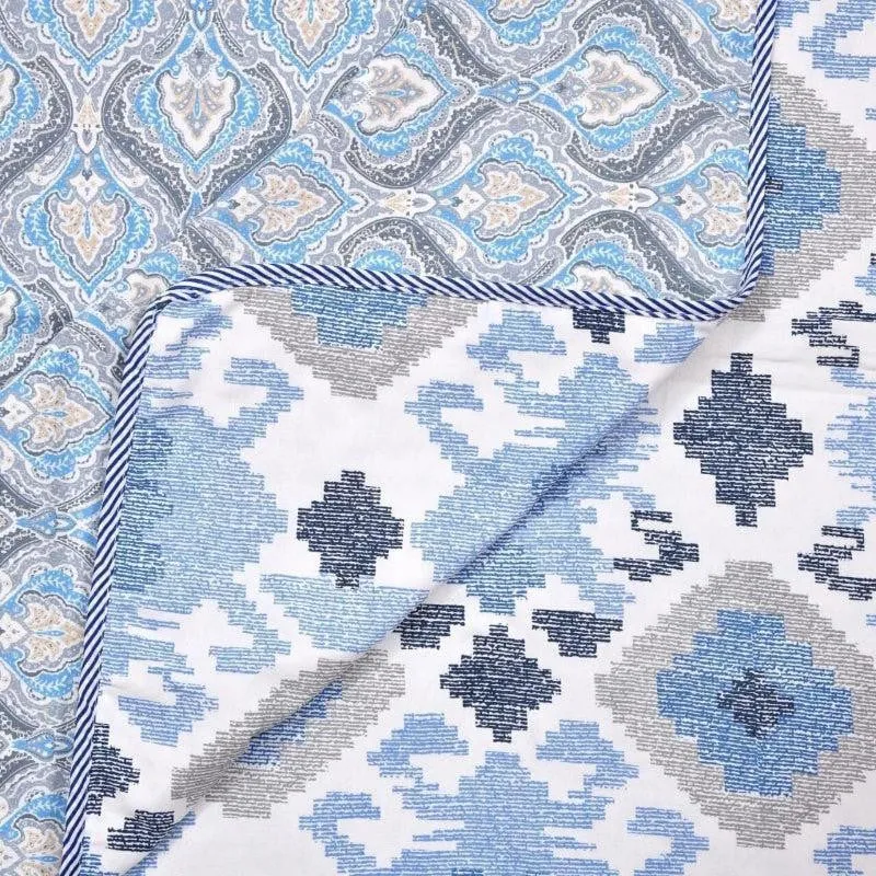 Kapali Astract Reversible Cotton Dohar (Blue)  - 180 GSM media 3