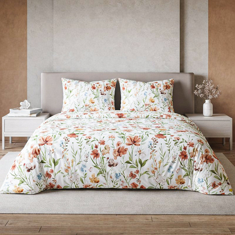 Autumn Flora Printed Cotton Bedsheet - 300 TC