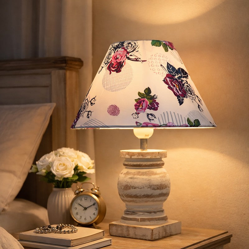 OrchidGlow Wooden Table Lamp